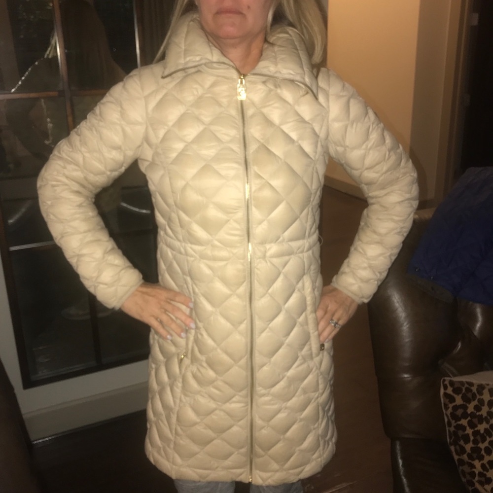 michael kors three quarter cream/tan snow coat